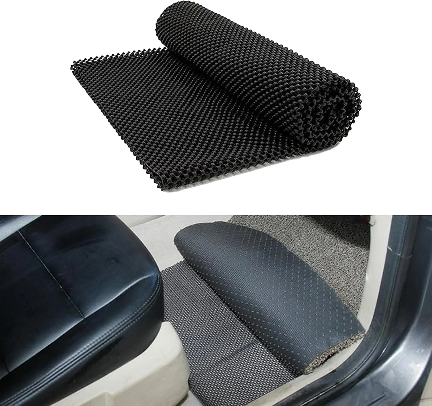 1 PC Car Roof Rack Pad Replacement, 3.93Ft x 3.28Ft Soft Waterproof Anti-Slip Foldable Vehicle Cargo Net Mat, Universal Durable Automotive Roof Protective Mat for Truck SUV Car (Black)