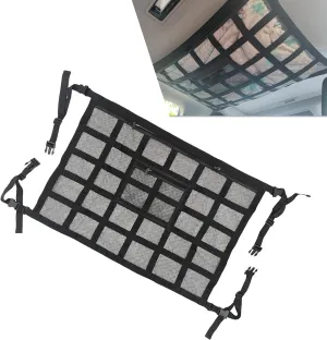 1 PC Roof Cargo Mesh Bag, 31.49" x 21.25" Mesh Roof Double-Layer Storage Bag, Double Pull Head Hanging Storage Bag, Suitable for Most Cars (Black)