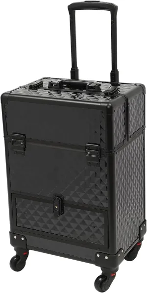 13.4*9.8*18.5inch Rolling Nail Case Wheeled Manicure Storage Case Polish Organizer 44.09lbs Professional Makeup Trolley for Studio or Travelling Nail Technician Artists Cosmetologist Stylist (Black)