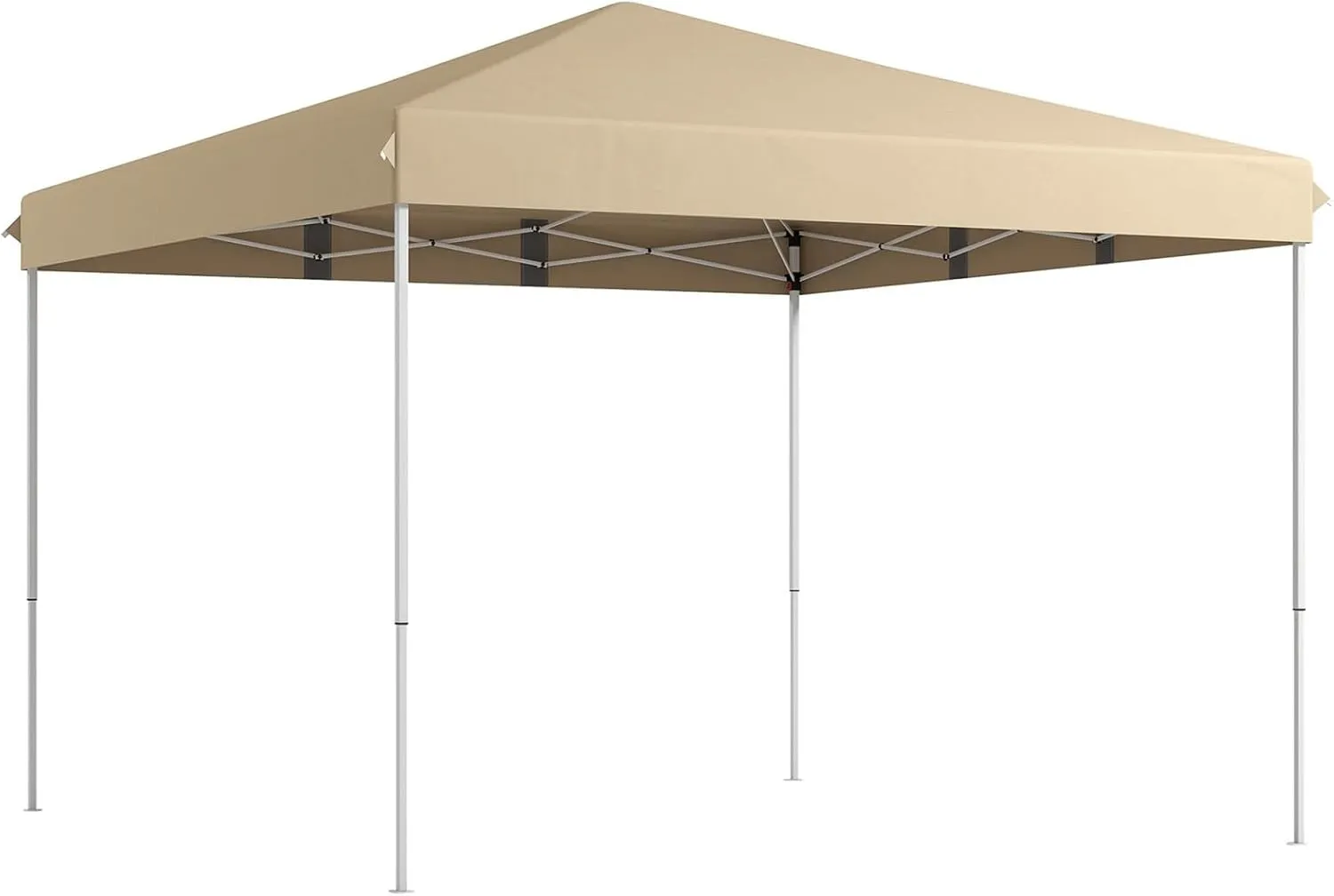 13" x 13" Pop Up Canopy Tent with Wheeled Carry Bag, Adjustable Height Instant Sun Shelter for Outdoor, Garden, Patio, and Parties, Beige