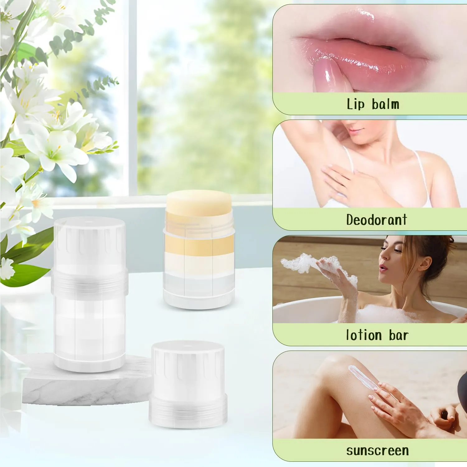15 Pcs Plastic Empty Deodorant Containers Twist-up DIY Deodorant Tubes Top Filling Refillable Lip Balm Tubes For Deodorant Lip Balm Lotion Sticks etc (clear, 30ml/1oz)