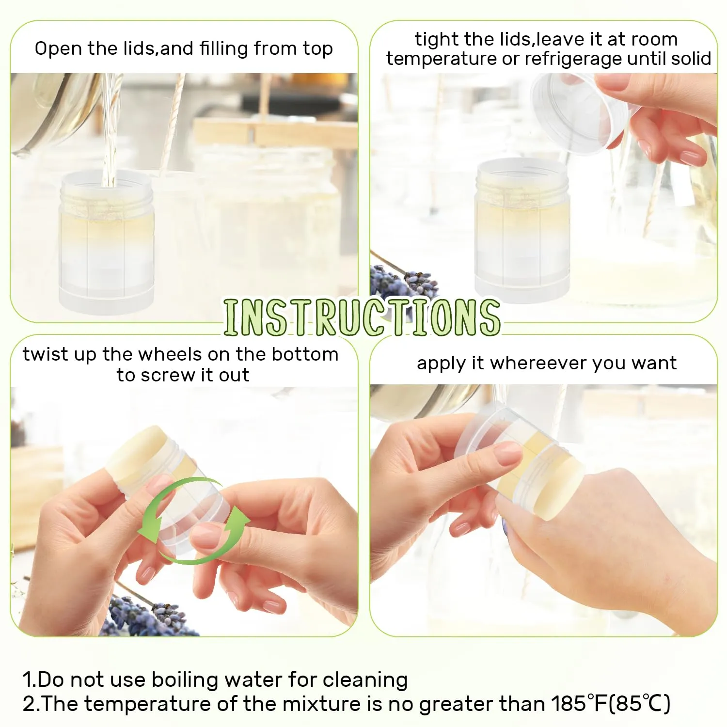 15 Pcs Plastic Empty Deodorant Containers Twist-up DIY Deodorant Tubes Top Filling Refillable Lip Balm Tubes For Deodorant Lip Balm Lotion Sticks etc (clear, 30ml/1oz)
