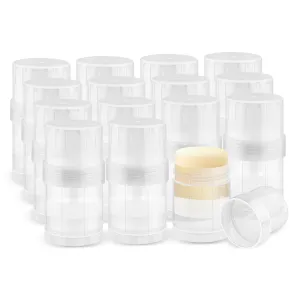 15 Pcs Plastic Empty Deodorant Containers Twist-up DIY Deodorant Tubes Top Filling Refillable Lip Balm Tubes For Deodorant Lip Balm Lotion Sticks etc (clear, 30ml/1oz)