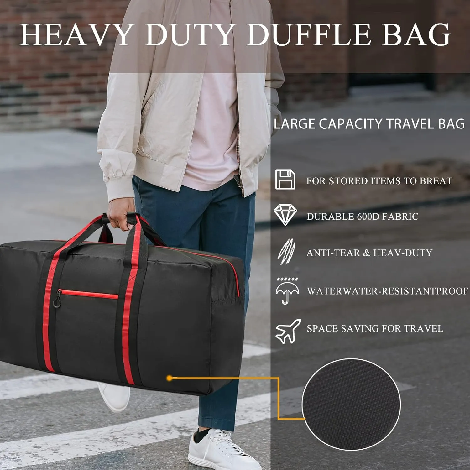 150L Large Duffle Bag for Travel 37” Diffle Bag for Overnight Weekender Camping, Storage for Men Women, Earthy Tan