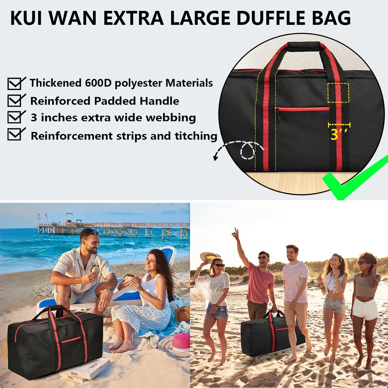 150L Large Duffle Bag for Travel 37” Diffle Bag for Overnight Weekender Camping, Storage for Men Women, Earthy Tan
