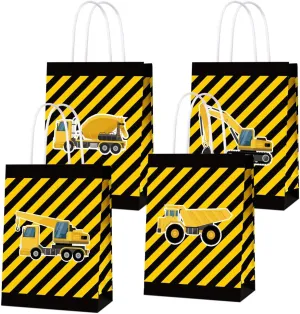 16 PCS Construction Theme Goodie Favor Bags,Truck Themed Candy Treat Bags Gift Bags for Kids Boys, Theme Party Supplies Decorations