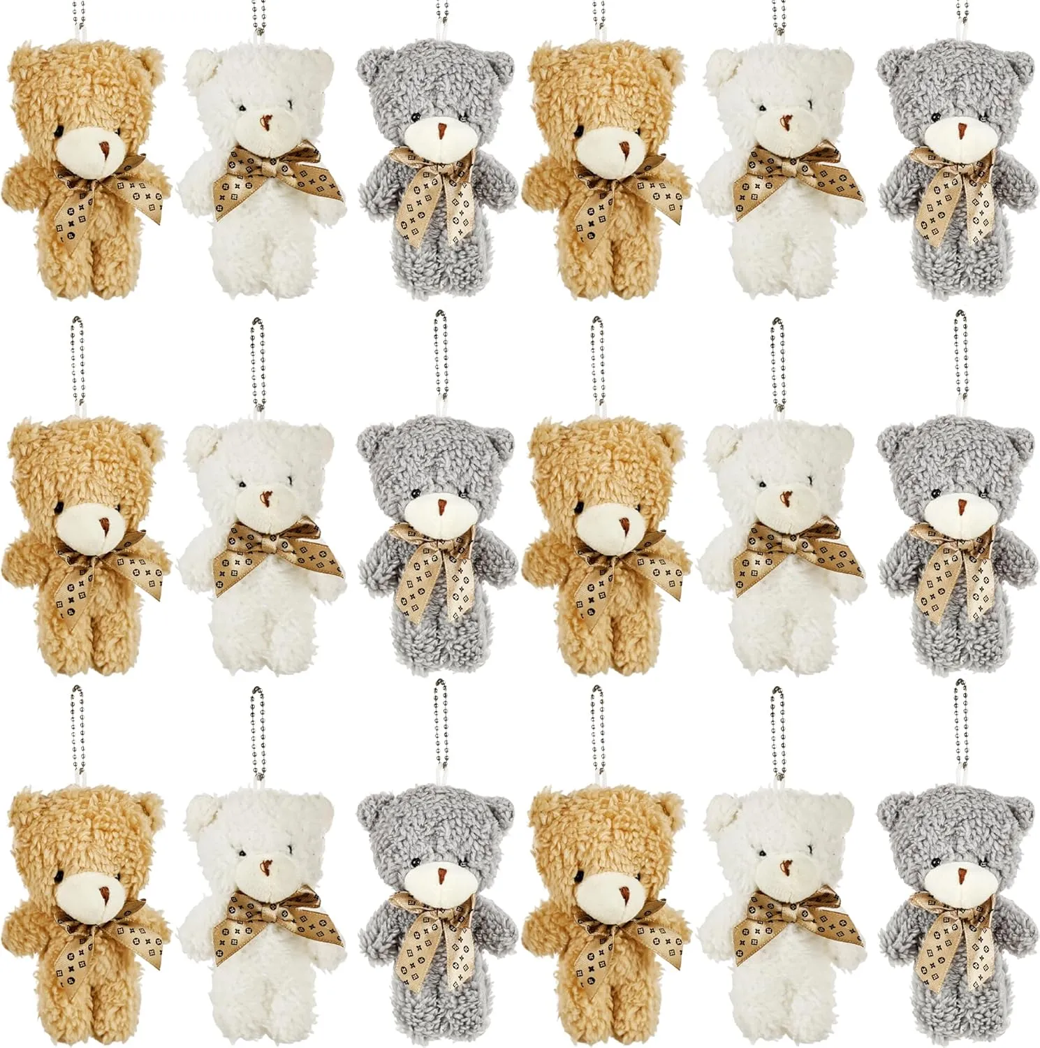 18 Pcs Mini Plush Teddy Bears 4.72 Inch Soft Stuffed Teddy Bear Small Plush Bear Keychain for DIY Crafts Birthday Valentine's Day Graduation Party Favors