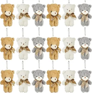 18 Pcs Mini Plush Teddy Bears 4.72 Inch Soft Stuffed Teddy Bear Small Plush Bear Keychain for DIY Crafts Birthday Valentine's Day Graduation Party Favors