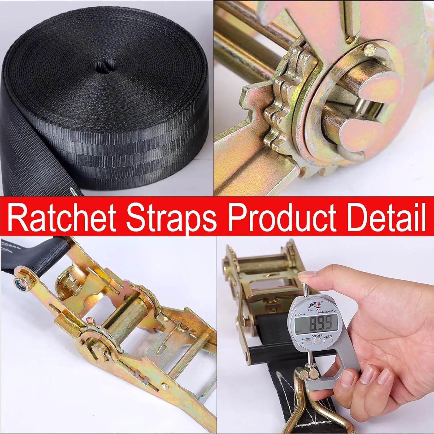 2 Pack Ratchet Straps Heavy Duty, 8000 LBS Break Strength Ratchet Strap Tie Down, 2” x 27ft Black Tie-Down Ratcheting Cargo Truck Straps with Durable Double J Hook for for Truck, Trailers, Car Roof