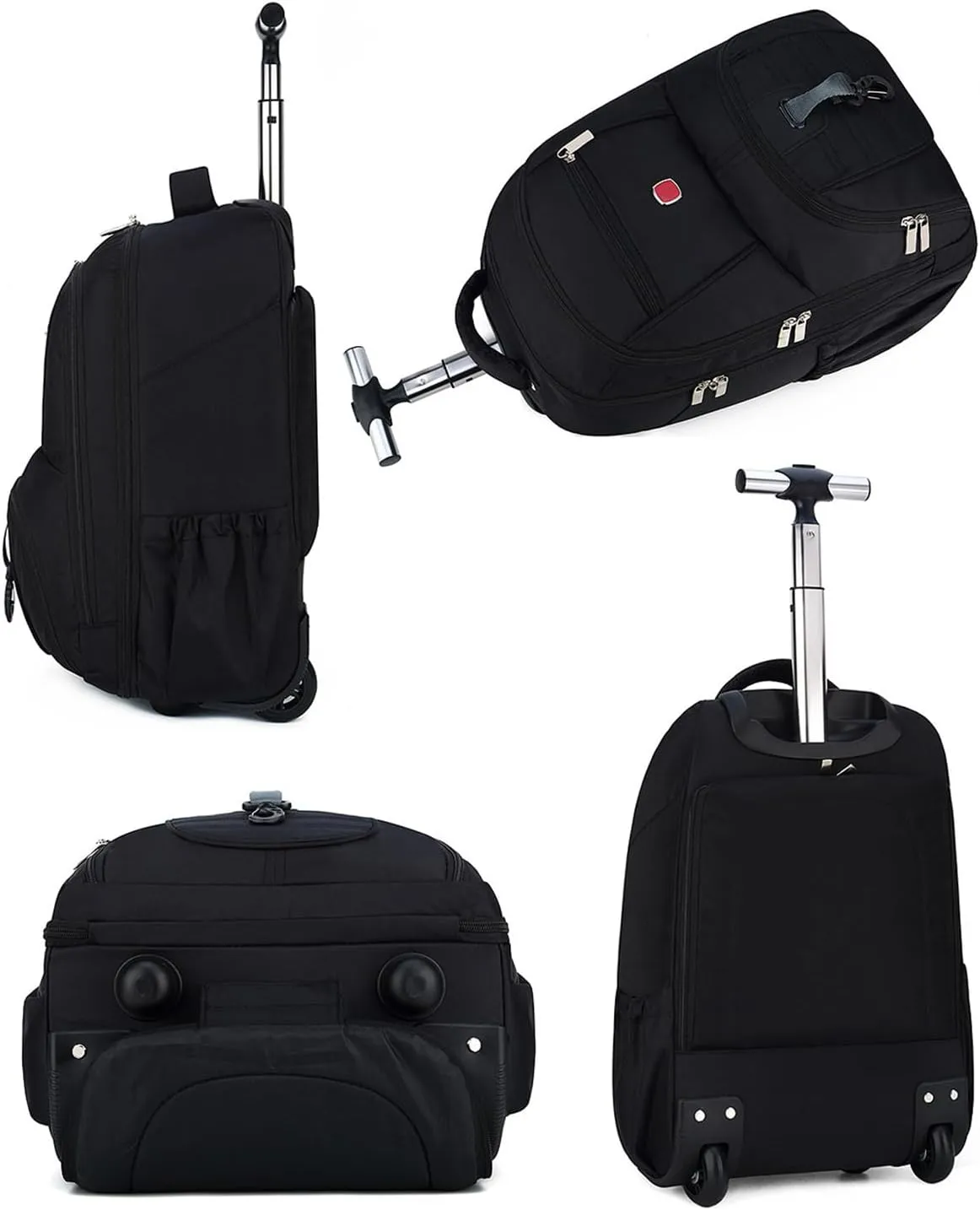 20in Rolling Business Backpack for Men Women, Airline Approved Travel Laptop Carry on Luggage Bag with Wheels Large Capacity (Black E,20in)