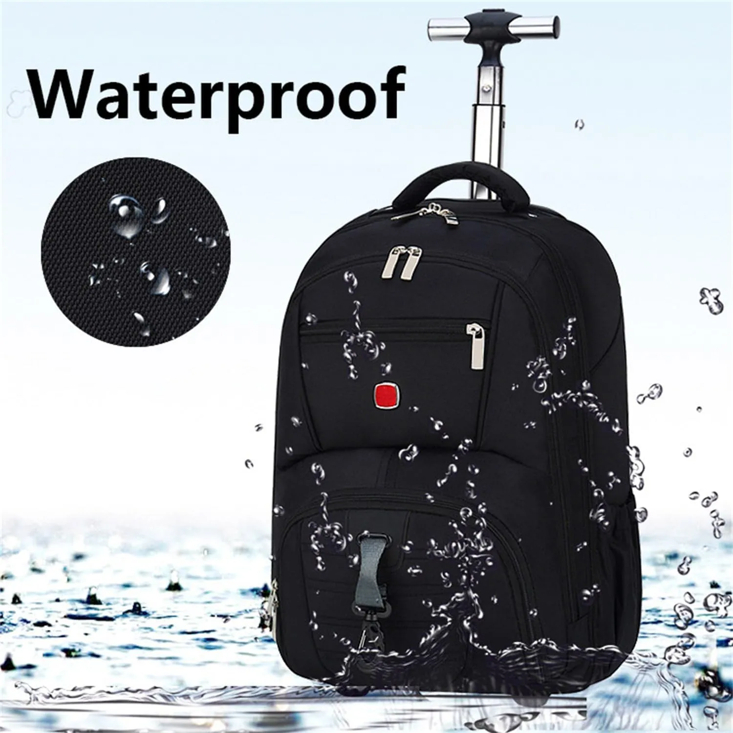 20in Rolling Business Backpack for Men Women, Airline Approved Travel Laptop Carry on Luggage Bag with Wheels Large Capacity (Black E,20in)