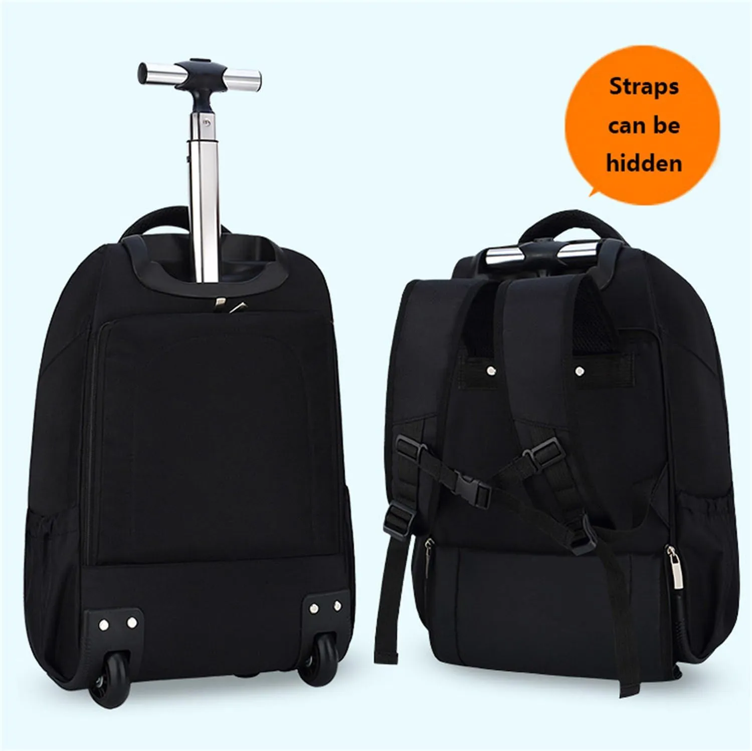 20in Rolling Business Backpack for Men Women, Airline Approved Travel Laptop Carry on Luggage Bag with Wheels Large Capacity (Black E,20in)
