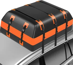 21 Cubic Feet Car Rooftop Cargo Carrier Bag,100% Waterproof Heavy Duty 840D Car Roof Bag for All Vehicle with/Without Racks,Includes Anti-Slip Mat,6 Door Hooks,Luggage Lock and Storage Bag