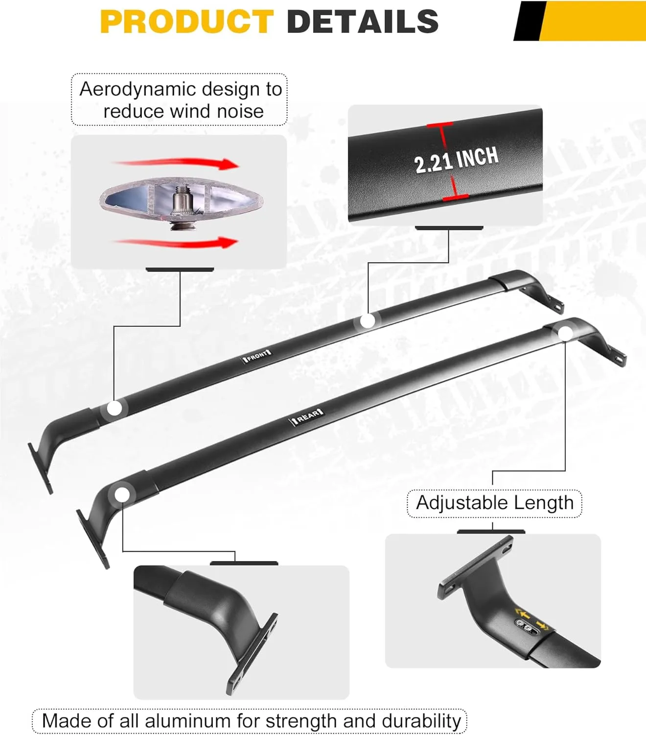 220lbs Cross Bar Roof Rack Fit for GMC Terrain 2018-2024 Cargo Carrier Crossbar Rooftop Accessories (with Side Roof Rails)