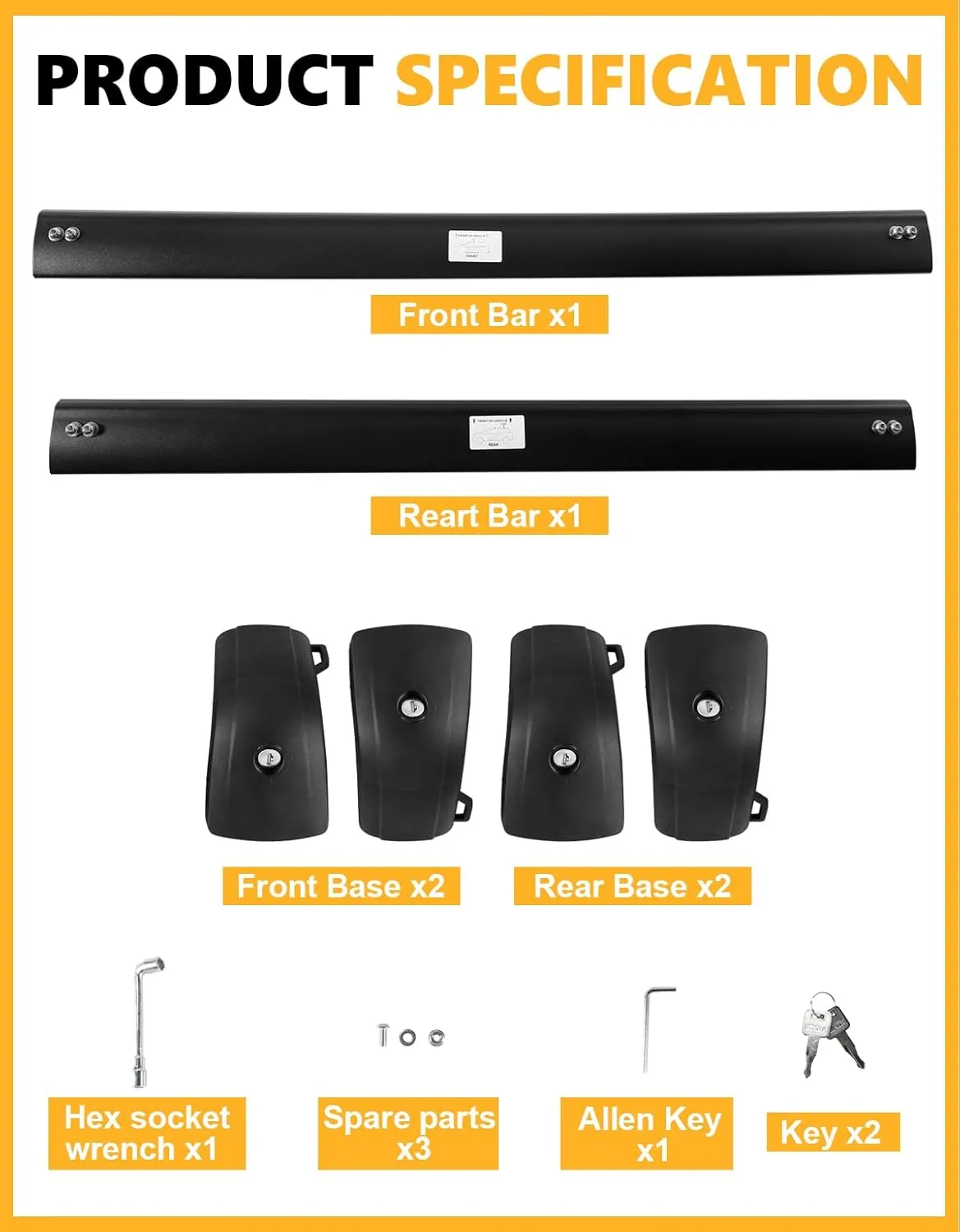 220lbs Lockable Roof Rack Cross Bars Compatible with Hyundai Santa Cruz 2021-2025 SE SEL Premium Night Limited, Heavy Duty Anti-Theft Aluminum Roof Rails Crossbars Cargo Carrier Bag Black Bike