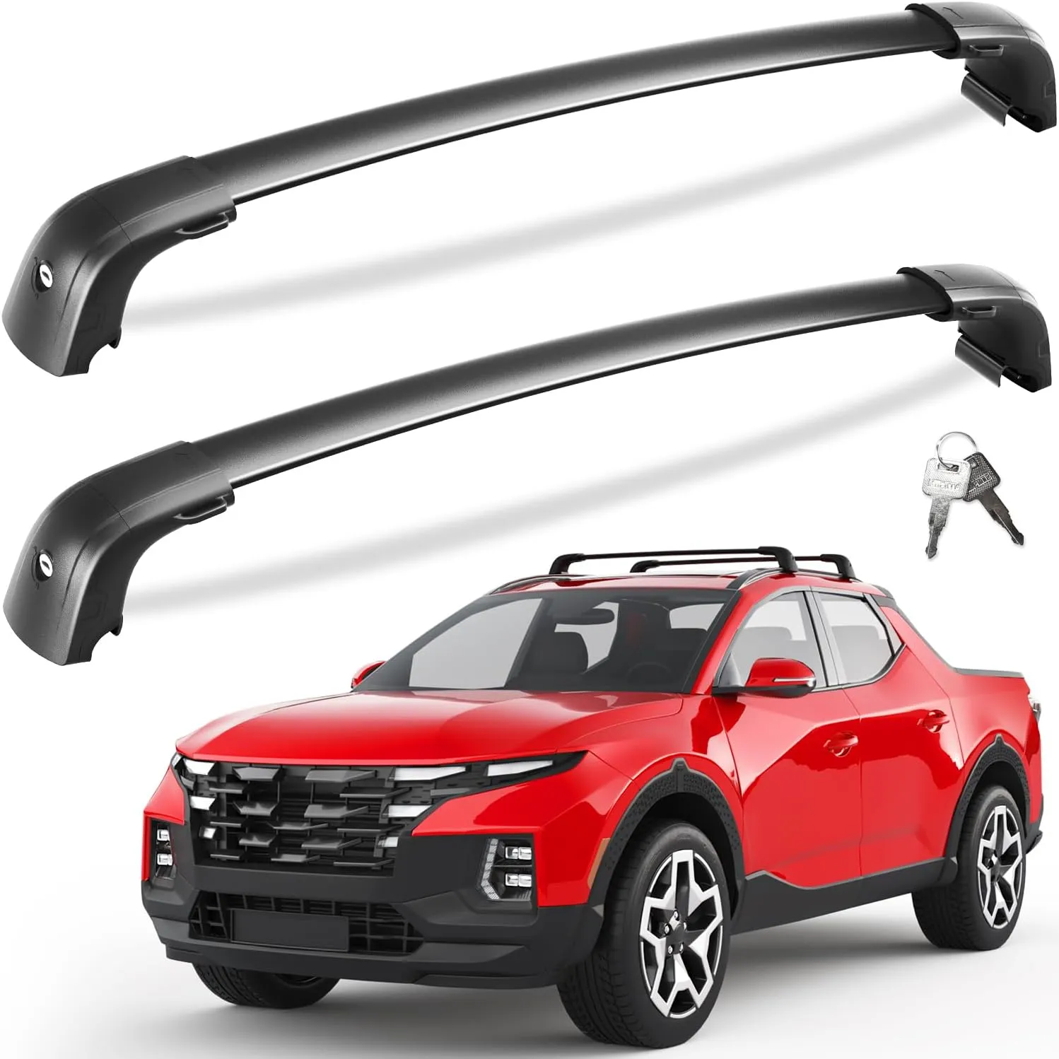 220lbs Lockable Roof Rack Cross Bars Compatible with Hyundai Santa Cruz 2021-2025 SE SEL Premium Night Limited, Heavy Duty Anti-Theft Aluminum Roof Rails Crossbars Cargo Carrier Bag Black Bike