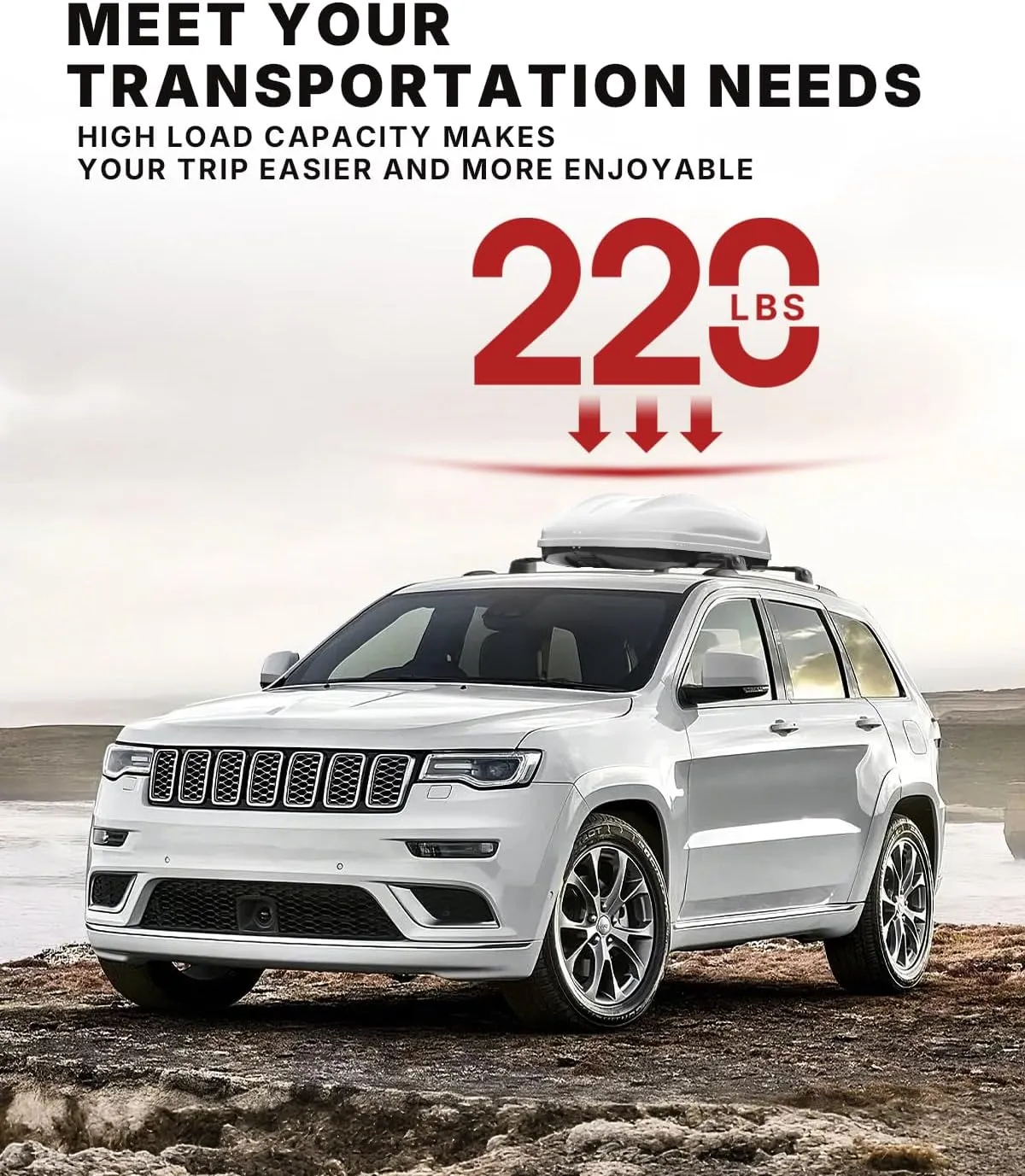 220LBS Roof Rack Cross Bars for 2011-2022 Grand Cherokee Altitude/SRT/Trackhawk with Roof Black Moldings, Aluminum Cross Bar with Anti-Theft Locks for Cargo Rooftop Luggage Canoe Kayak Roof Bag