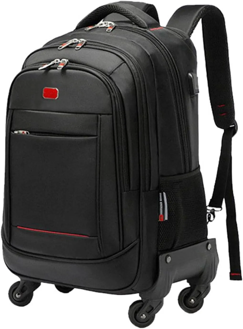 22in Rolling Backpack with 360 Detachable Wheels for Men Women Airline Approved Carry on Large Size Laptop Travel Business Luggage Bag (Black,20in)