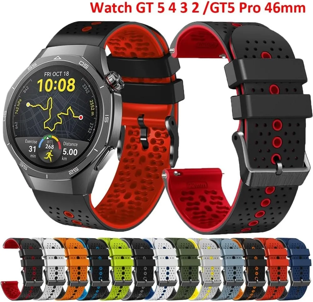 22mm Silicone Strap For Huawei Watch GT5 GT 5 Pro 46mm Watchband Smart Watch Band For Huawei GT 4 3 2 GT4 GT3 Pro 46mm Bracelet Watchbands
