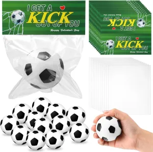 24 Pcs Soccer Valentines Day Card Headers 24 Valentines Soccer Mini Stress Balls for Kids Classroom Exchange Gifts Sports Party Favor Toy Gifts with 100 Mini Staples with Stapler