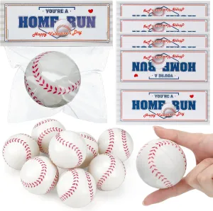 24 Pcs Valentine's Day Mini Baseball Sports Stress Balls with Headers Self Sealing Bag Mini Stapler Staples Valentines Party Favor Toy Gifts for Kids Classroom Exchange Prizes Anxiety Relief