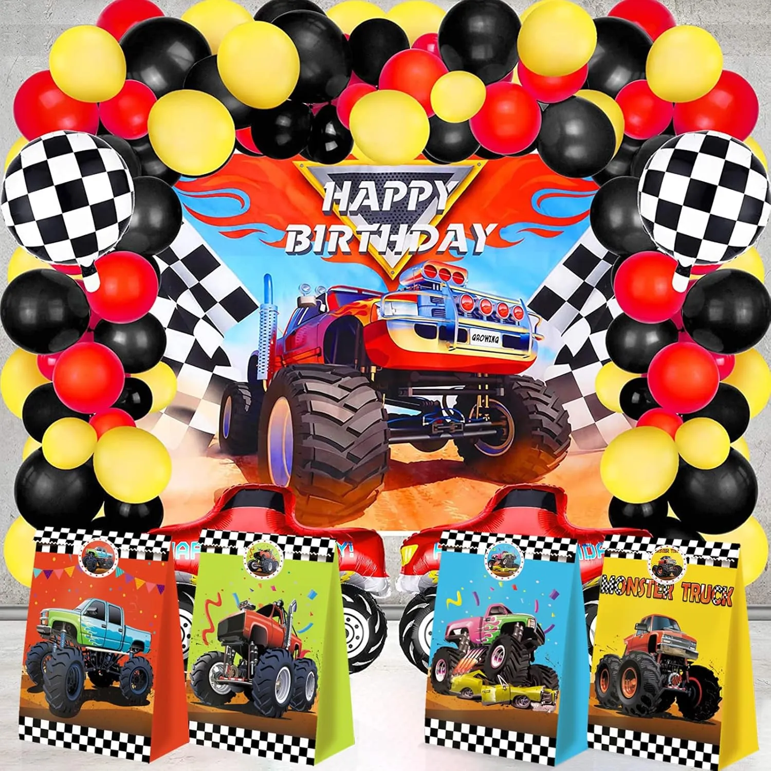 24pcs Monster Truck Goodie Bags - Monster Party Favors & Decorations for Boys' Birthday Parties