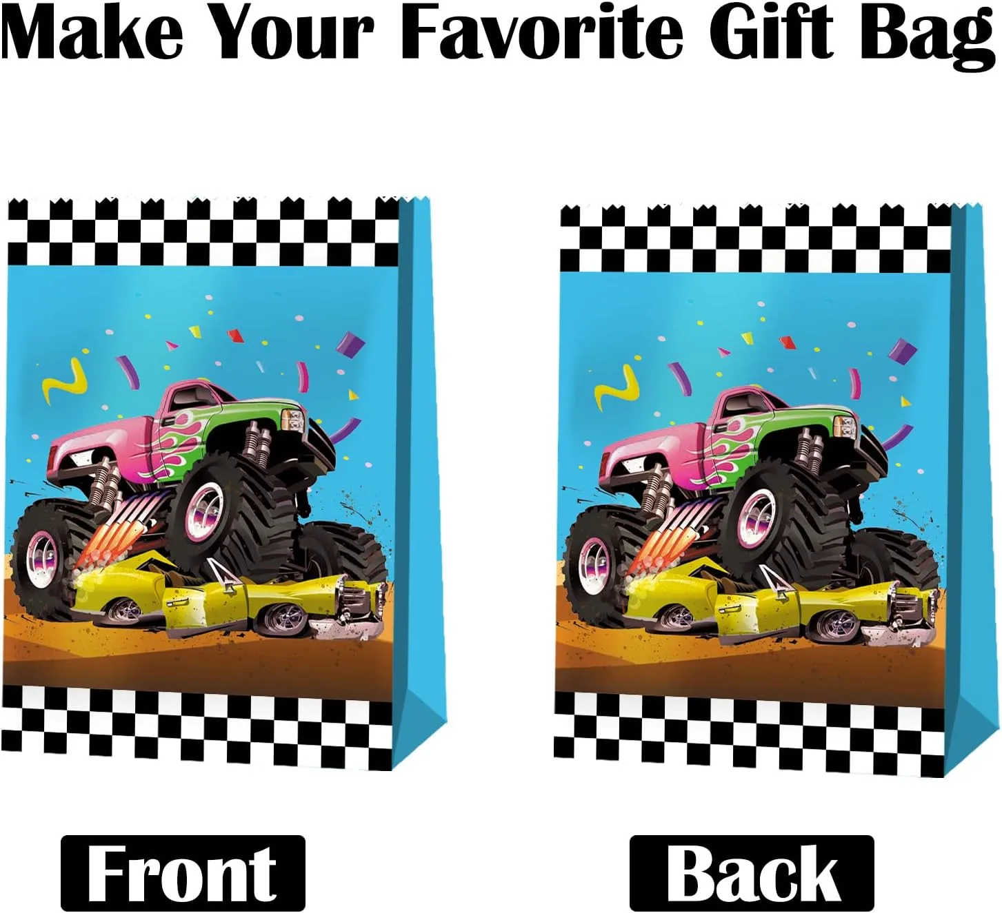 24pcs Monster Truck Goodie Bags - Monster Party Favors & Decorations for Boys' Birthday Parties