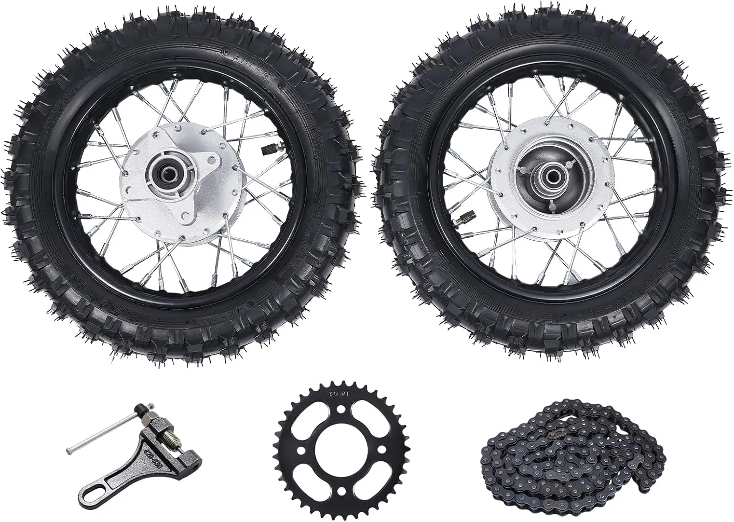 2.50-10 Dirt Bike Tire 10" Front Rear Tire Rim Wheel Drum Brake For CRF50 XR PW50 TTR50 BBR KLX Pit Dirt Bikes