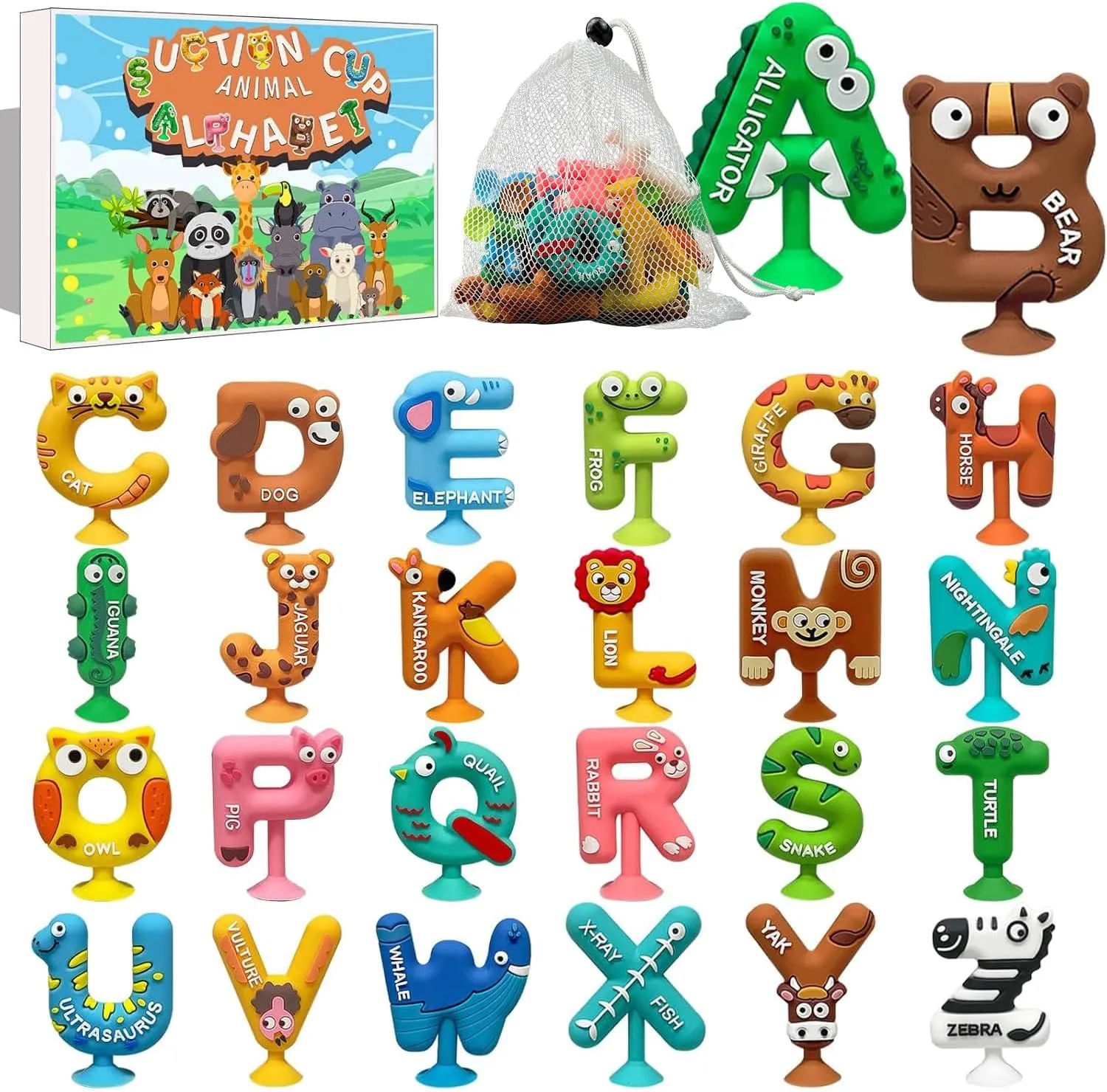 26PCS Suction Bath Toys, Alphabet Learning Tools, Kids Bath Toys, Party Favor, 3-12 Year Old Boy Girl Toddler Travel Toys, Bathtub Toys Spell Matching Letter Toys, Spelling Games