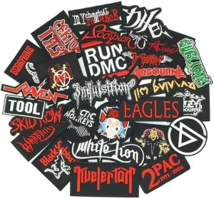 27Pcs/Lot Mixed Patches Lot Band Rock Punk Music Embroidery Patches Iron On for Jacket Jeans Backpacks Hat Assorted Badges Clothes DIY Applique Stripes. (B)