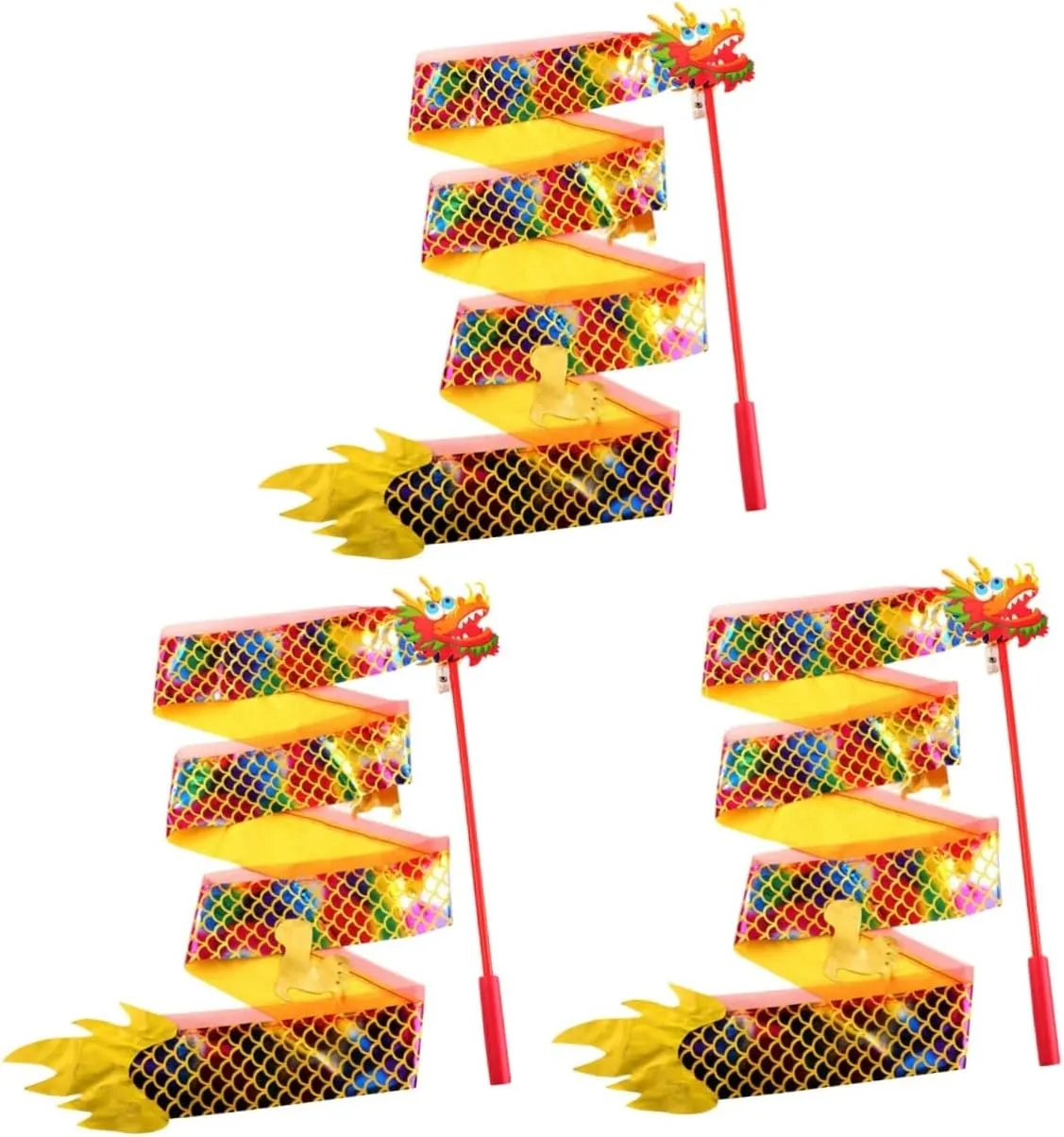 3 Pcs Ribbon Streamer Sticks for Dance Ribbon Streamers Rhythmic Ribbon Glow Streamers Gymnastics Streamers Cloth Shine Performance Props Fitness