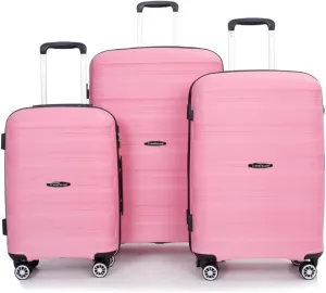 3-Piece Hardshell Luggage Set (20"/24"/28") - Lightweight PP Suitcases with Lock & 360° Spinner Wheels - Expandable Carry-On & Checked Luggage (Pink   Polypropylene)