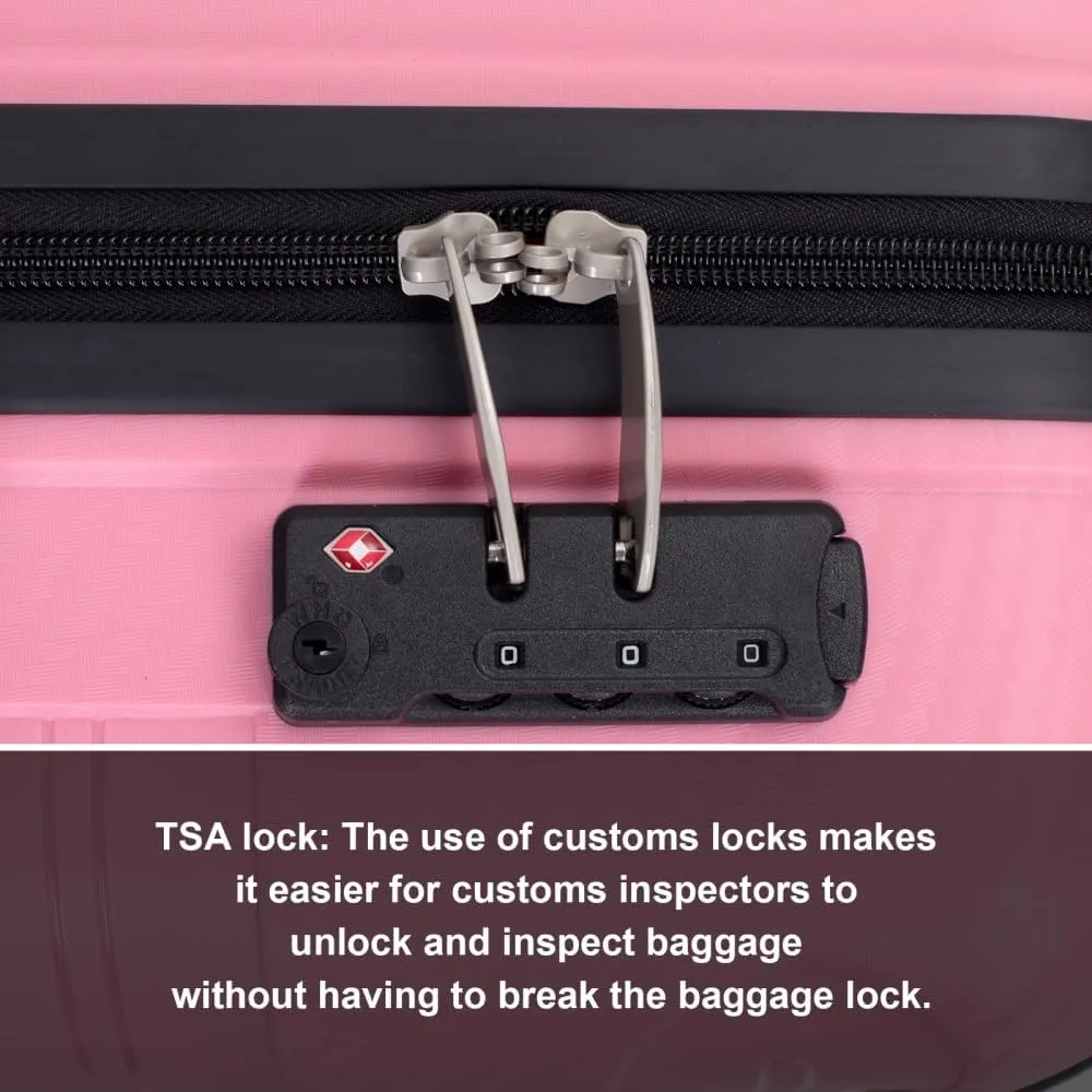3-Piece Hardshell Luggage Set (20"/24"/28") - Lightweight PP Suitcases with Lock & 360° Spinner Wheels - Expandable Carry-On & Checked Luggage (Pink   Polypropylene)