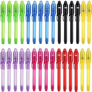 30PCS Invisible Ink Pens with UV Light, Party Favors for Kids, Spy Pens, Magic Pen Disappearing Ink for Writing Secret Message, Classroom Prizes, Stocking Stuffers