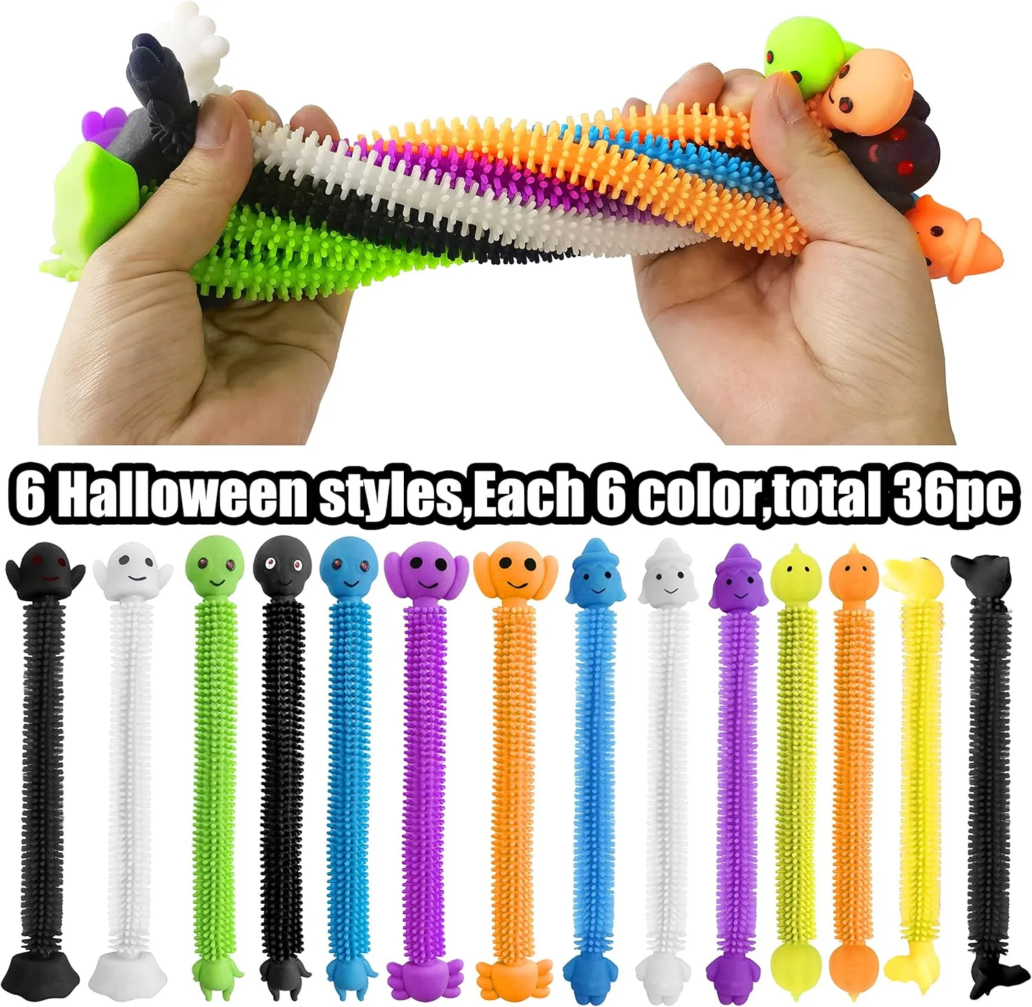 36 Pack Halloween Stretchy Strings Sensory Fidget Toys Pack,Autism Toys Great for Kids Treat Bags Gifts Stress Relief Party Favors,Halloween Party Decorations (Halloween)