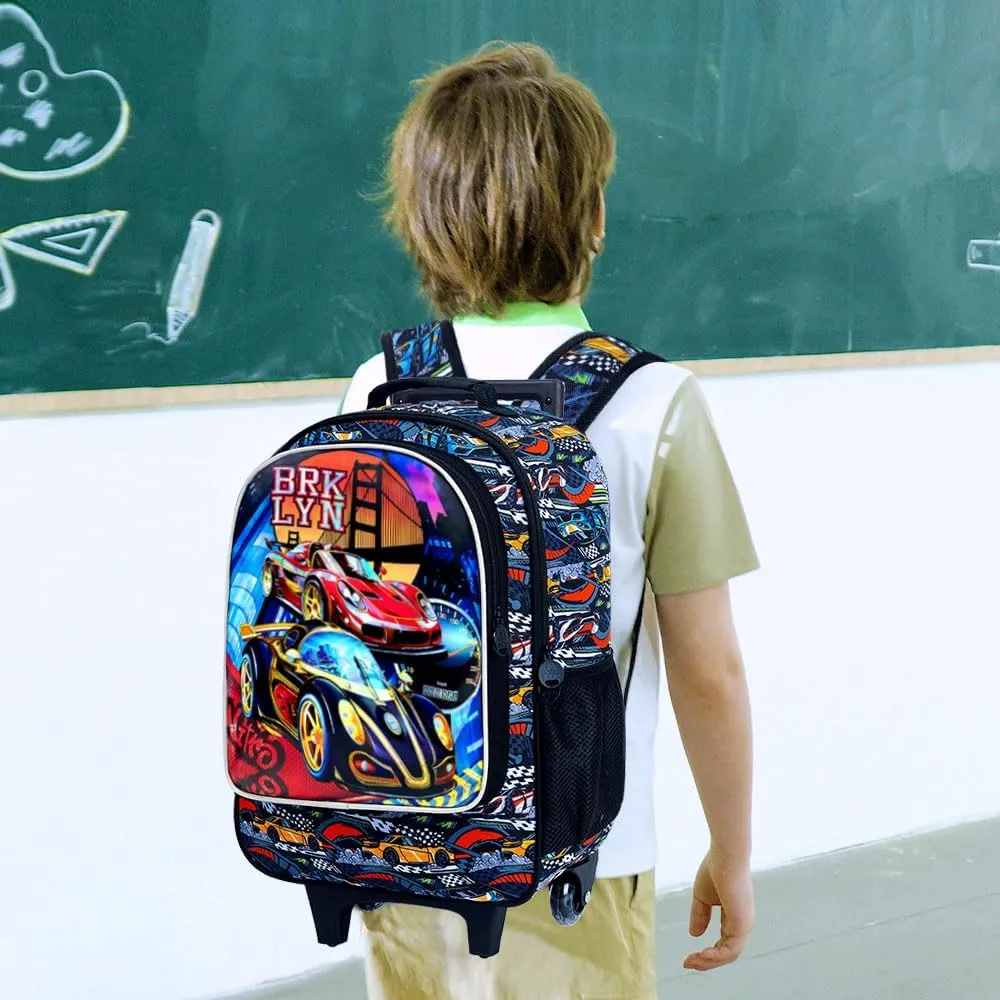 3PCS Rolling Backpack for Girls and Boys， Kids Unicorn Dinosaur Wheeled Bookbag