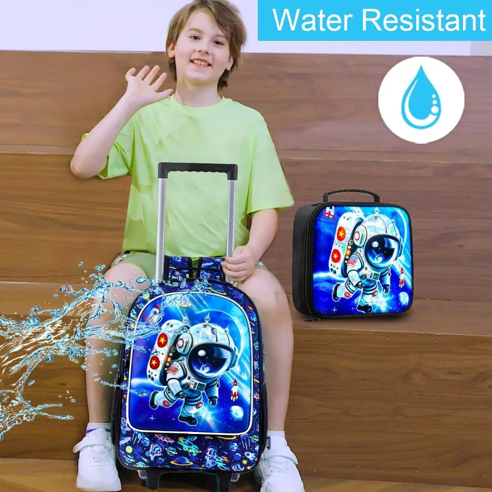 3PCS Rolling Backpack for Girls and Boys， Kids Unicorn Dinosaur Wheeled Bookbag