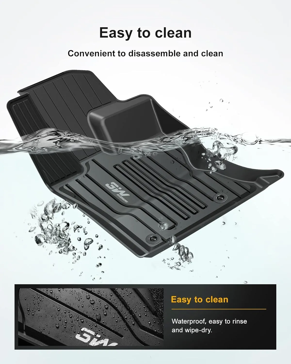 3W Floor Mats Fit for Jaguar F-pace & Land Rover Range Rover Velar 2017-2024 2025, TPE All Weather Custom Fit Accessories for Jaguar F pace Floor Liner 1st and 2nd Row Full Set Car Mats, Black