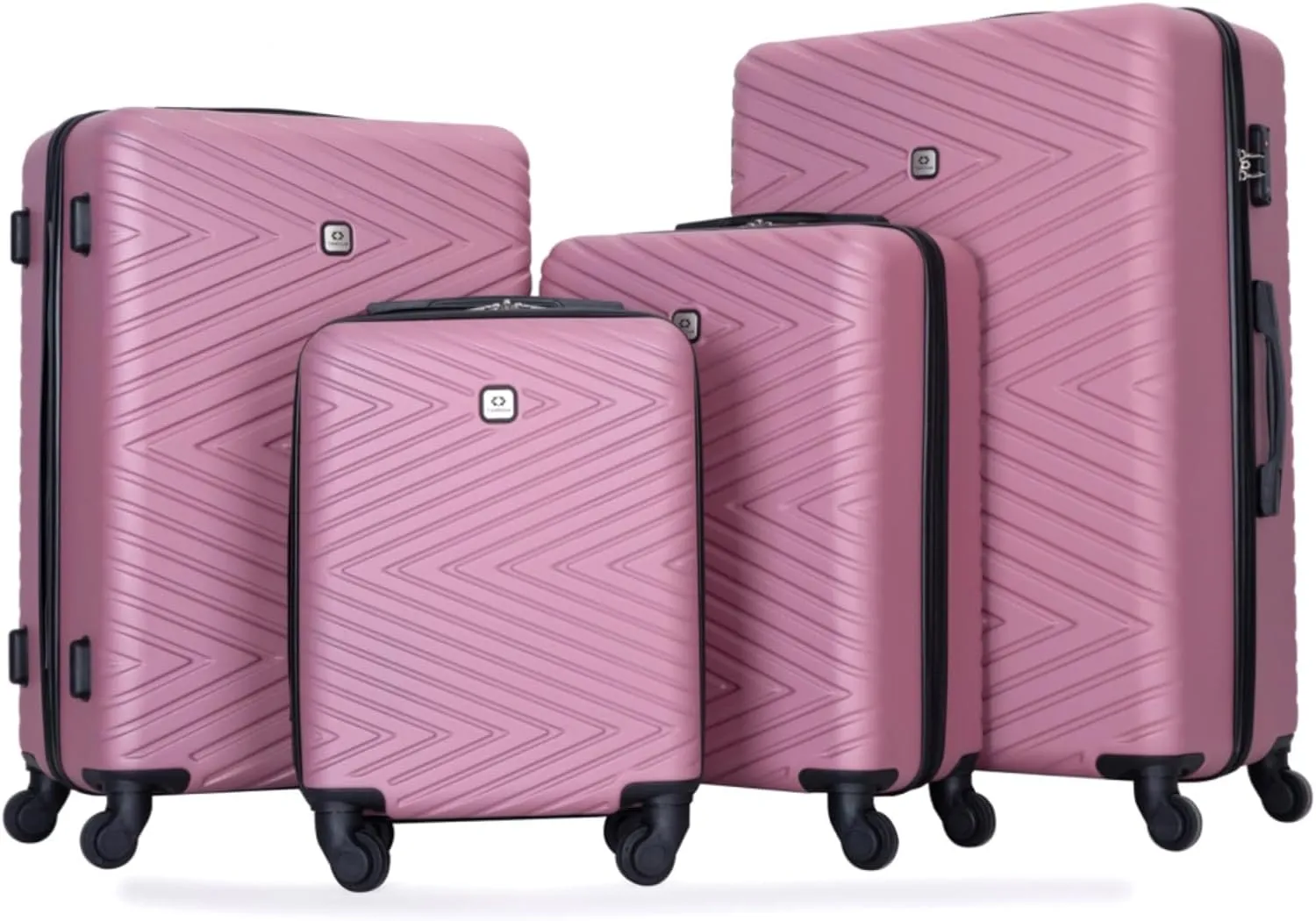 4-Piece ABS Luggage Set (16"/20"/24"/28") - Lightweight Hardshell Suitcases with Lock & 360° Spinner Wheels - Carry-On & Checked Luggage (Pink   ABS)