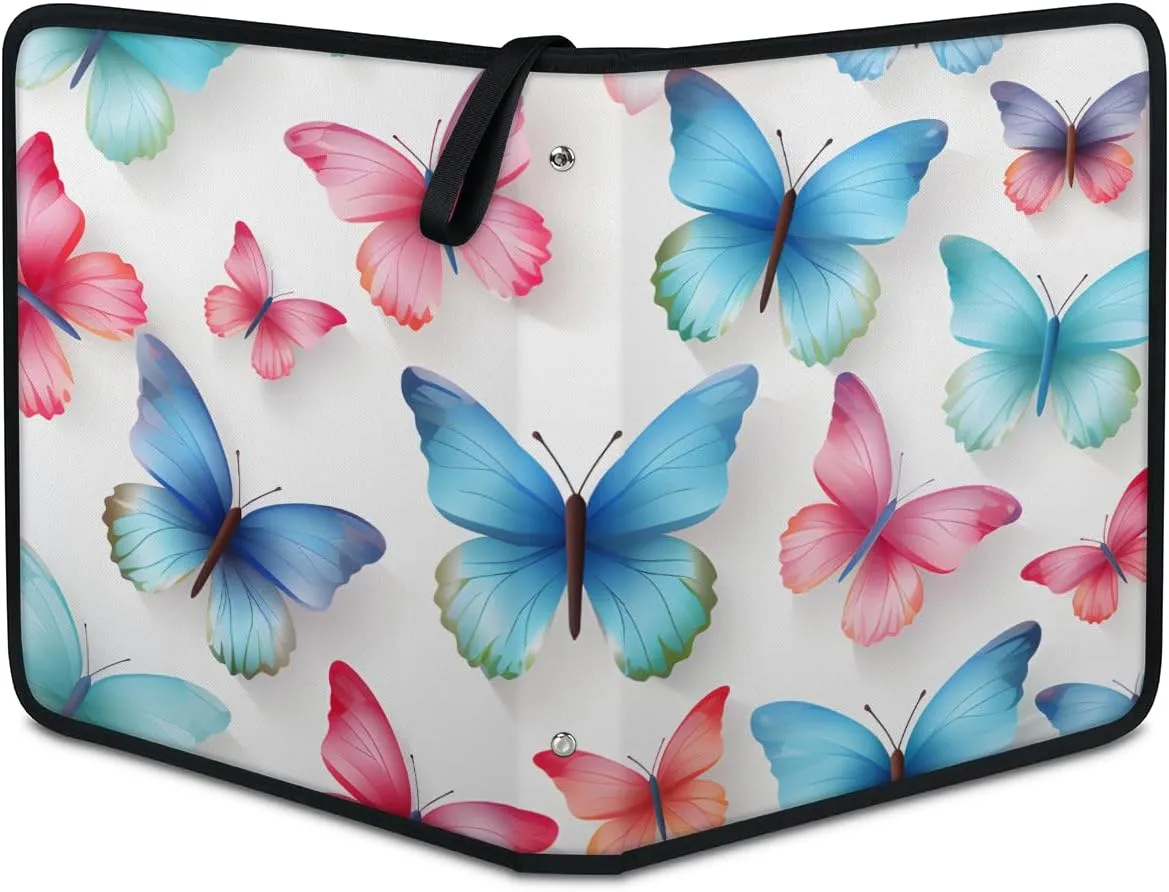 4 Pocket Card Binder, Colorful Butterfly 400 Pockets Collector Album with Zipper Trading Card Binder, Artistic Butterfly Double Sided Pocket Collection Binder