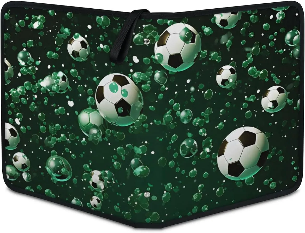 4 Pocket Card Binder, Oil Painting Football 400 Pockets Collector Album with Zipper Trading Card Binder, Cartoon Football Double Sided Pocket Collection Binder