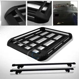 49" BLK SQUARE TYPE ROOF RAIL RACK CROSS BAR KIT CARGO CARRIER LUGGAGE BASKET C1