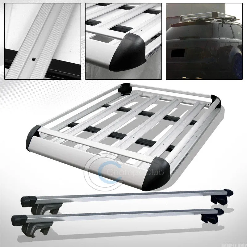 49" SILVER SQUARE ROOF RAIL RACK CROSS BARS KIT CARGO CARRIER LUGGAGE BASKET C1