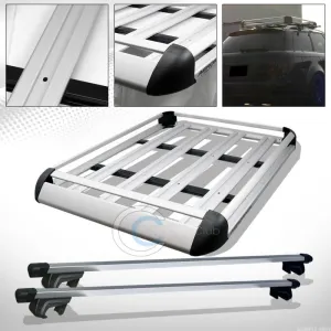 49" SILVER SQUARE ROOF RAIL RACK CROSS BARS KIT CARGO CARRIER LUGGAGE BASKET C1