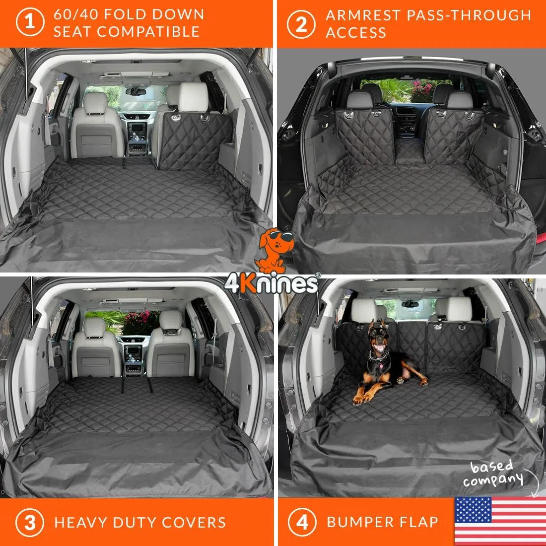 4Knines SUV Cargo Liner, Trunk Protector for Vehicles, Durable Cargo Mat for SUV, Compatible with 60/40 Split Seats & Armrest Pass-Through, Waterproof, Easy to Clean, Non-Slip - Small Size, Camo