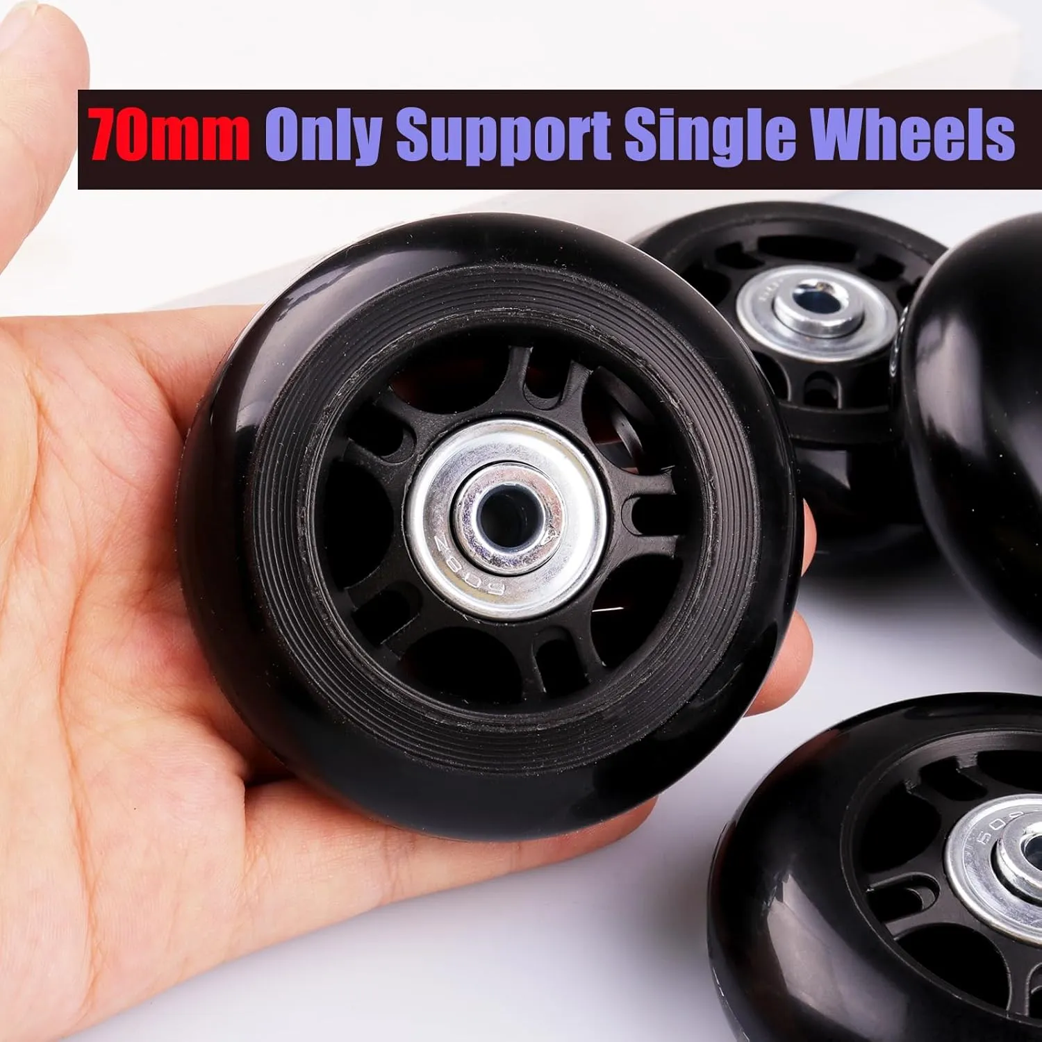 4pcs 70mmx24mm Luggage Suitcase Replacement Wheels,Rubber Swivel Caster Wheels Repair with 608zz Inline Outdoor Skate Replacement Wheels (2Axles)