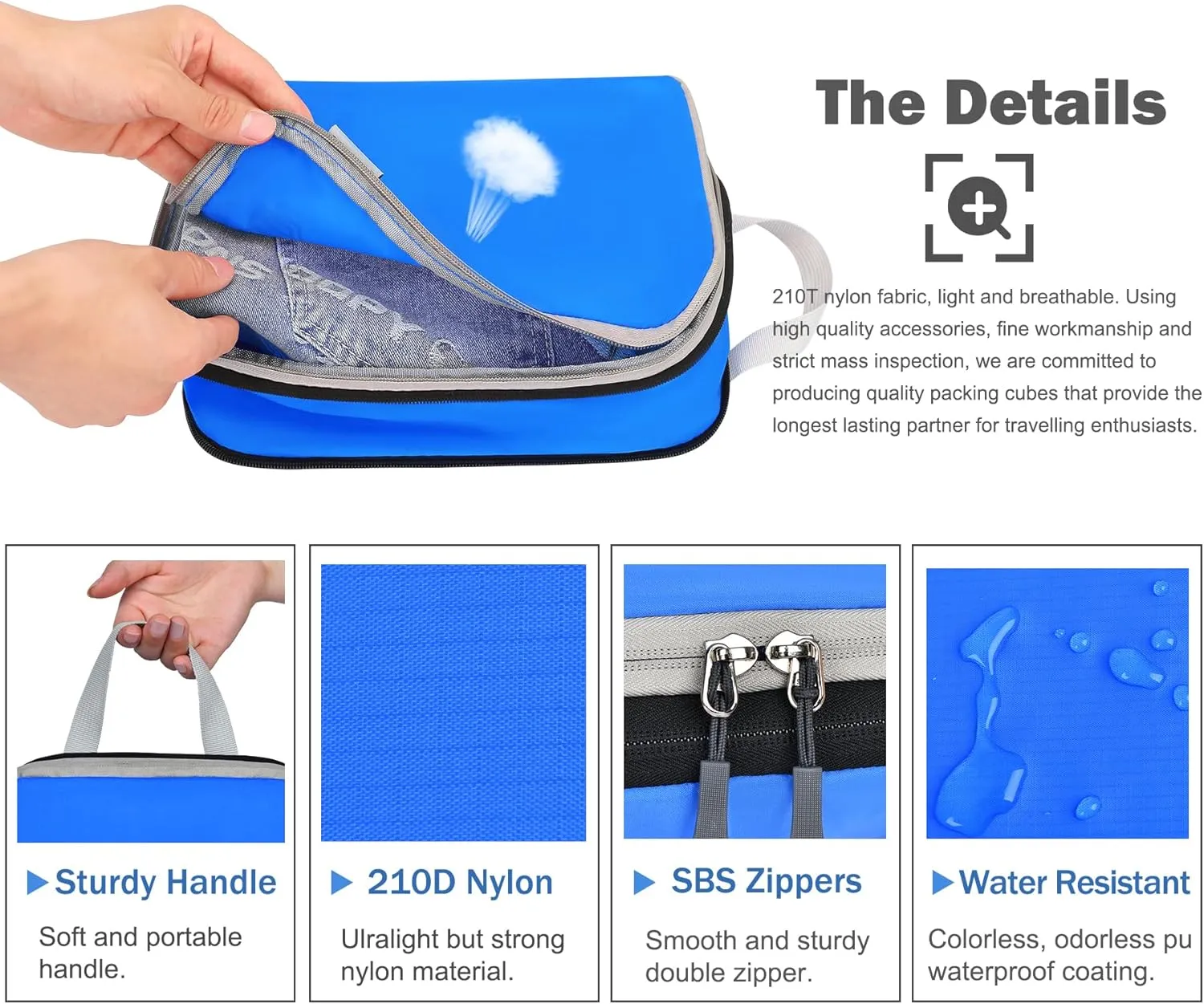 4Set Ultralight Nylon Compression Packing Cubes Expandable Packing Organizers for Carry on suitcase,Compression Cubes with Shoe Bag for Travel Accessories Luggage(blue)…