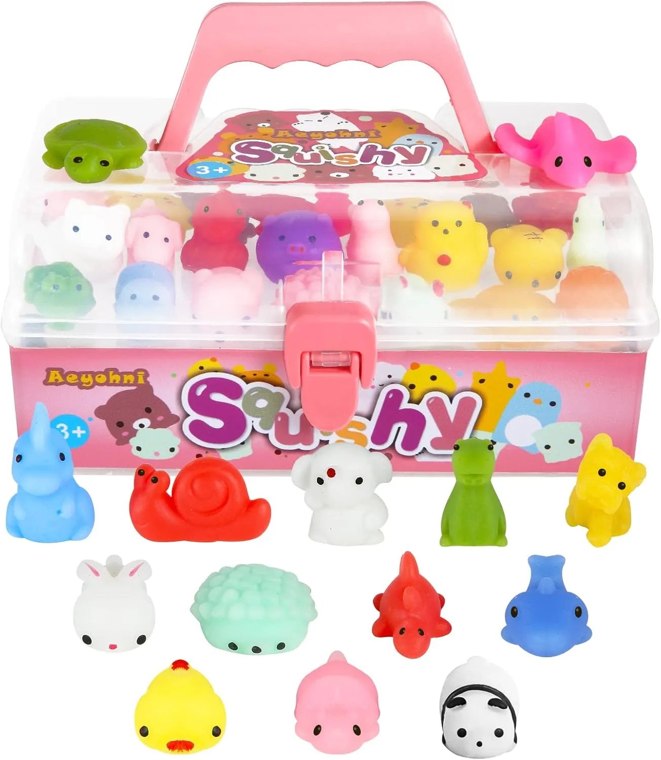 50 Pcs Squishies Mochi Squishy Toys for Kids Party Favors Stress Relief Fidget Toys Classroom Prizes Birthday Christmas Easter Valentine's Day Gift for Kids Girls Kawaii Mini Squishy Toys