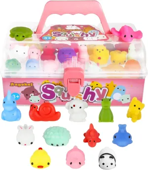 50 Pcs Squishies Mochi Squishy Toys for Kids Party Favors Stress Relief Fidget Toys Classroom Prizes Birthday Christmas Easter Valentine's Day Gift for Kids Girls Kawaii Mini Squishy Toys