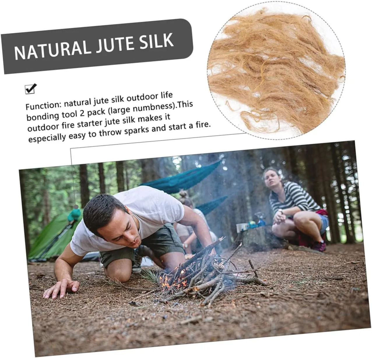 5sets Outdoor Fire Tool Jute Fire Starters for BBQ Convenient Flame Starters for Conditions Lightweight Easy to Carry 3pcs*5